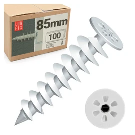 LUN FIX Insulation Dowels 85 mm ETICS Dowels, Diameter 25 mm Plate, Insulation Boards, Hard Foam Dowels Made of Polyamide, Heat Bridge-Free, No Pre-Drilling, for Facade Insulation, Insulation, Outdoor