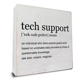 Tech Support Gifts for Men Tech Support Definition Art Wooden Box Sign Rustic Desk Decorative Wooden Sign Home Office Decor for Table Shelf 5 x 5 Inches