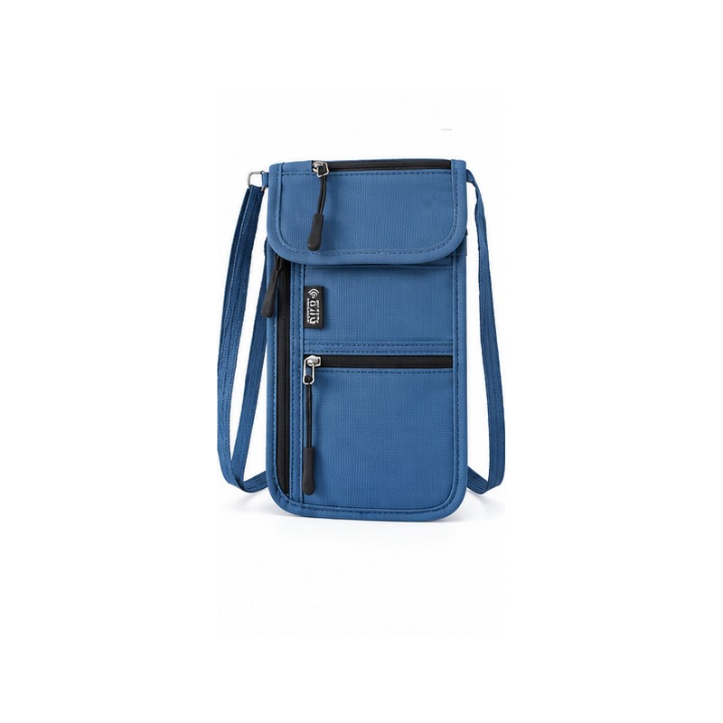 RFID-Blocking Neck Wallet for Travel – Lightweight Nylon Passport Pouch