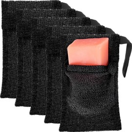 Xohairp 5 Pack Soap Bag, Exfoliating Nylon Soap Saver Bag,Black Mesh Bar Soap Lather Pouch（Black）