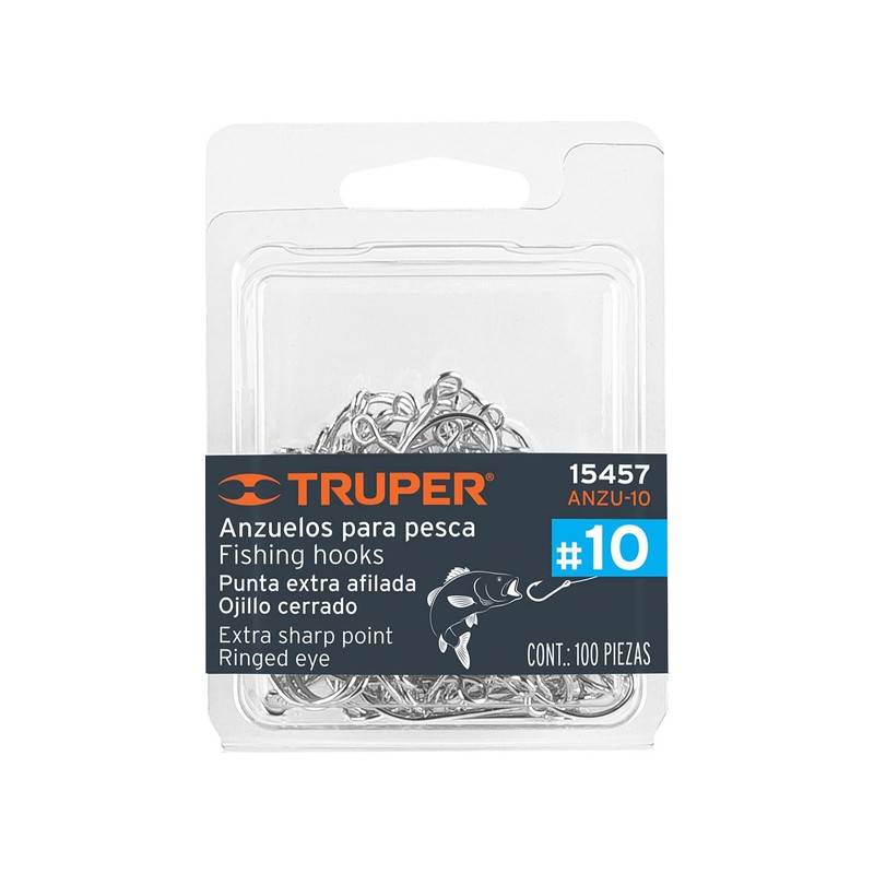 Truper ANZU-12, Anzuelo para pesca de acero niquelado, # 12,
