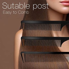 3 peines de cola de rata, para trenzas, peluquería, peinetas de fibra de carbono, peines de acero inoxidable para mujeres y hombres, herramientas de c