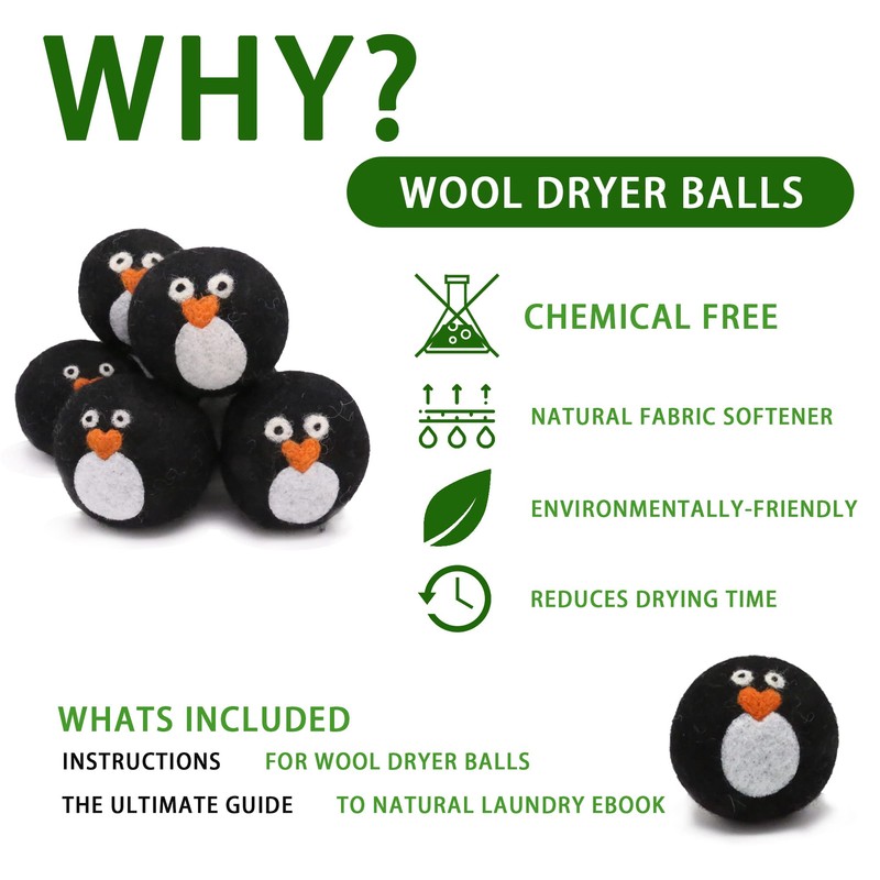 Pack of 6 Wool Dryer Balls, Muulaii Reusable Fabric Softener,