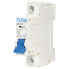 Baomain Miniature Circuit Breaker Single-Pole 40A DZ47-63 C40 400VAC, DIN Rail Mount MCB 1P, for Electrical Distribution and Lighting Circuits