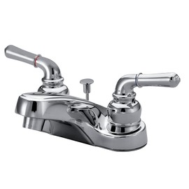 Kingston Brass KB251 Magellan Twin Lever Handle 4-Inch Centerset Lavatory Faucet with Non-Metallic Pop Up, Polished Chrome