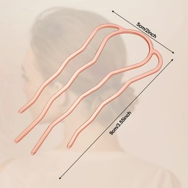 Chuangdi 6 Pcs French Twist Hair Pin Metal Hair Forks Clip U Shaped Updo Bun Comb 4 Prong Twist Side Comb for Buns Women Styling Accessories(Assorted Color)