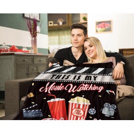 Ultimate Movie Night Gift Basket, HOUSEWARMING for couples, Variety Care Package w/Snacks, Full-Size candy variety POPCORN LOVER box for couple new house, Family or birthday w/Candy & Blanket
