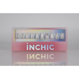 INCHIC Moonlit Jade, Short Squoval, Soft Slate Gray with Jade Undertones, 30 Pcs Press on Nail