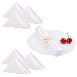 6 Pack Satin Cloth Napkins 20 x 20 Inch Bright Silk Soft Fabric Table Napkins Cloth for Wedding, Birthday Parties, Banquets Decorations - White