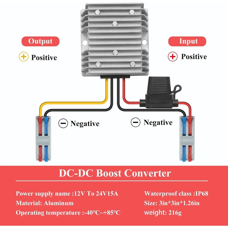 YABOANG DC DC Converter Voltage Converter 12V to 24V 15A