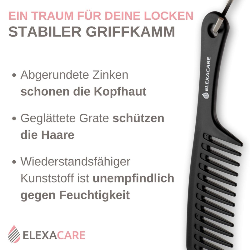 Elexacare Curl Comb, Wide Toothed (approx. 24 cm) - Handgrip,
