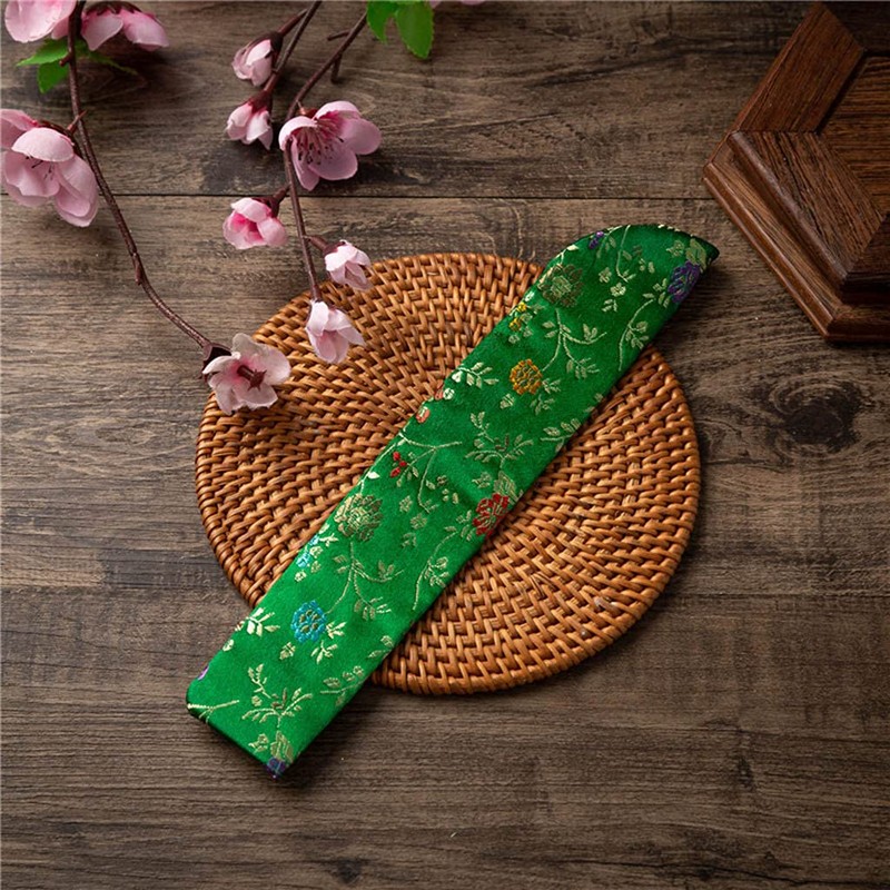 PHILSP Fan Protector Hand Fan Cover Bag Vintage Embroidery Floral