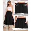 LOUSGUTA Women's Black Midi Skirt Flowy Ruffle Tiered High Elastic