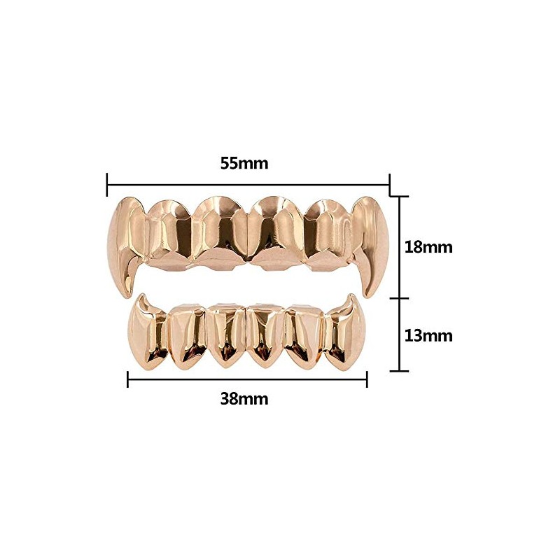 18K Gold Silver Plated Hip Hop Vampire Fangs Top Bottom
