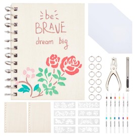 WEBEEDY Bookbinding Kit Complete Book Making Kit Bookbinding Starter Kit with Wooden Cover,Bookbinding Supplies for Adults Beginners Work Note Taking Travel Business Personal Diary,5.9X4.3/15X11cm