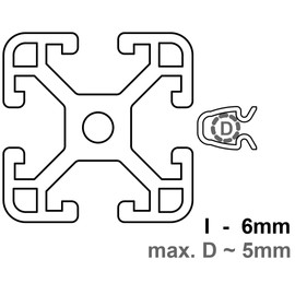 Inlay for cable attachment in construction profile groove quick attachment with push-click function insert for aluminium profiles for quick threading (I-type groove 6, black, 25, number)
