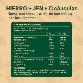 Hierro + Vitamina C Suplemento 60 Caps | Vitalbotanics