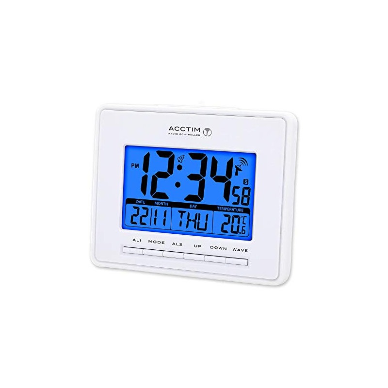 Acctim Infinity 71952 Radio Controlled LCD Alarm Clock in White