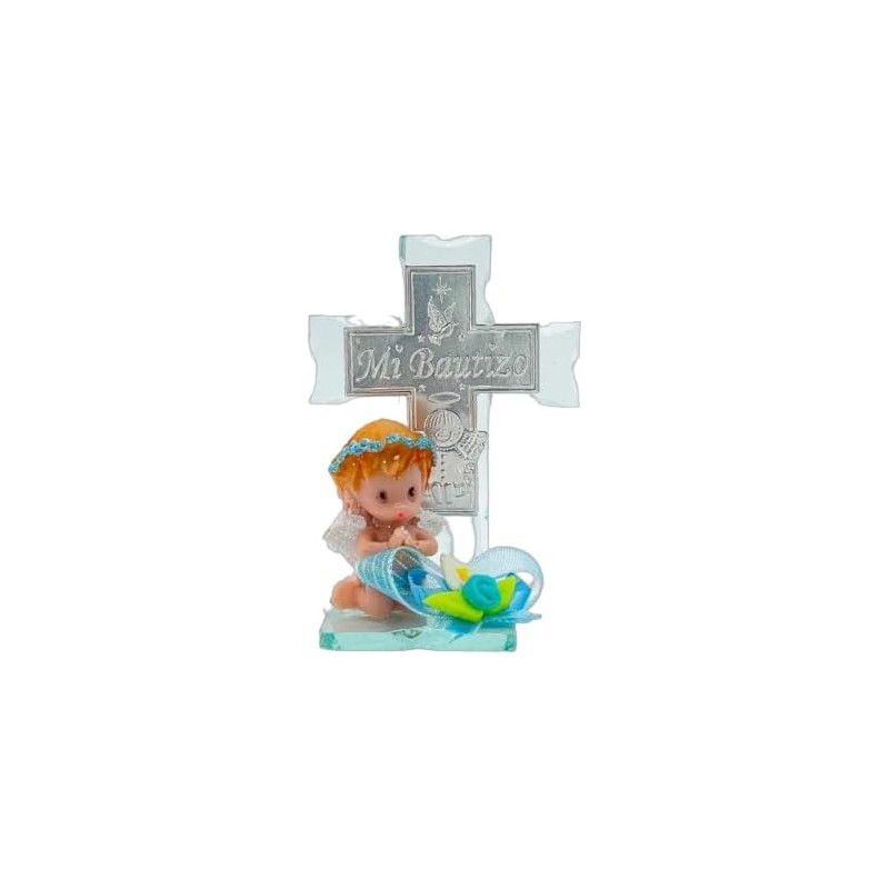 Cruz de Cristal Recuerdo Bautizo Niño 12 Piezas