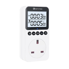 KETOTEK KTTS02 Digital Plug in Timer Plug Socket UK with Backlight Infinite Cycle Timer Switch, Countdown Outlet, Indoor Timers for Lamps, Christmas Lights and Home Appliances 13A 230V