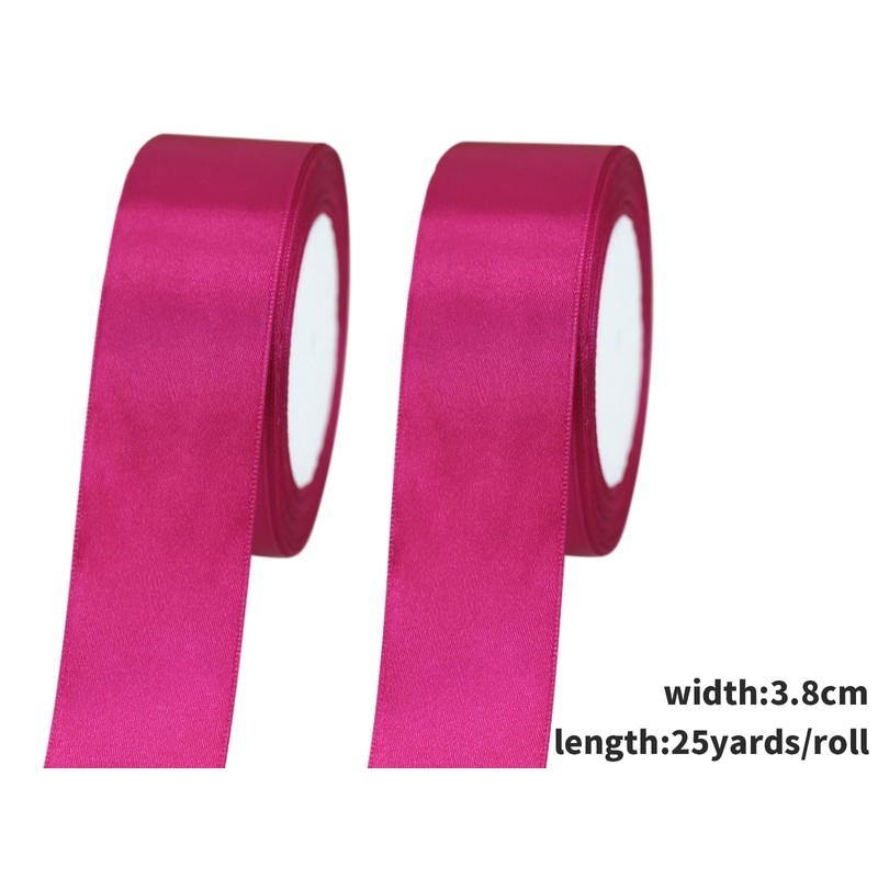 Jesep 1 1/2" Single Face Satin Ribbon 2 Rolls 50