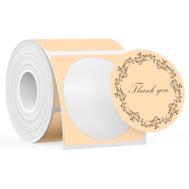 SUPVAN T50M Series Label Maker Tape, Round Size Φ 2'' 140 Labels/Roll Genuine Laminated Thermal Label Tape Refill, Waterproof Oilproof Highly Adhesive Auto Detect Labels, Black on Brown