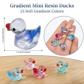 120PCS 15 Colors Resin Gradient Ducks, Mini Duck Figurines DIY Decor
