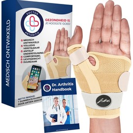 Doctor Developed Thumb Support Brace & Doctor Handbook - Thumb Splint/Trigger Thumb Brace/Thumb Support For Arthritis - Thumb Spica Splint - Thumb Splint For Right Hand/Left (Nude)