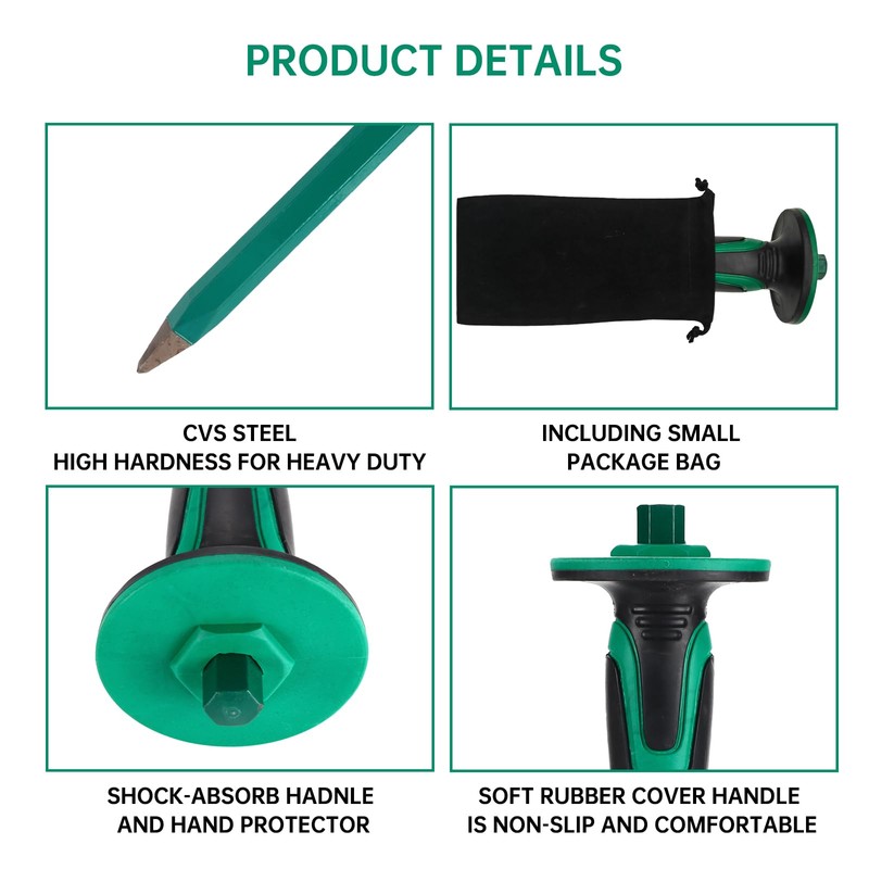 CogniForge Heavy Duty Masonry Chisel Set,12 Inch Point and Flat