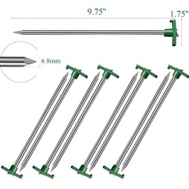 Nexboraque 10 Pack Tent Stakes Heavy Duty, 26 cm Yard Stakes Non-rust Metal Tent Pegs Ground Stakes Tent Spikes for Camping Patio, Garden, Canopies, Grassland, Outdoor, Green