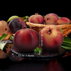 Woration 6 PCS Artificial Pomegranates Fake Realistic Simulation Fruits Vivid Pomegranates for Home Ornament Fruit Desk Office Restaurant Decorations & Props