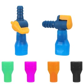 6PCS Bite Valve Replacement, Mouthpiece Replacements with 2 Shutoff Straight & Angled Hose Connector, Tube Nozzle Replacement for Hydration Bladder Backpack Water Reservoir