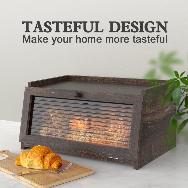 LOHASOK Bread Box for Kitchen Countertop Large Farmhouse Bread Container
