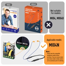 MIPEACE 2pcs Replacement Work Earbuds Cables for Model#MI04N Wireless Neckband Replaceable Earbuds (Black & Orange