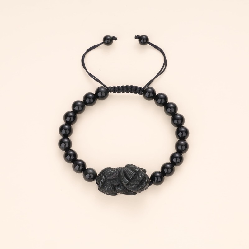 COAI Men's Beaded Bracelet Obsidian Stone Pi Yao Bracelet