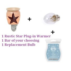 Scentsy Rustic Star Plug-in Warmer Starter Kit (Your Choice of Bar + Replacement Bulb)