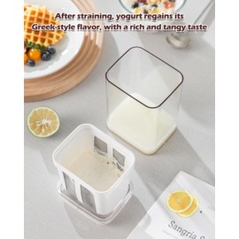 2PCS Yogurt Strainer, 1100ML Thick Greek Yogurt Milk Filter, Food Strainer, Greek Yogurt Strainer with Stainless Steel Fine Mesh Bag and Lid for Yogurt, Soybean Milk, Kefir, Berries, Fruit Juice