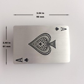 Antique Brushed Silver Casino Card Rectangle Enamel Belt Buckle