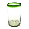 MexHandcraft Emerald Green Rim 14 oz Drinking Glasses (set of