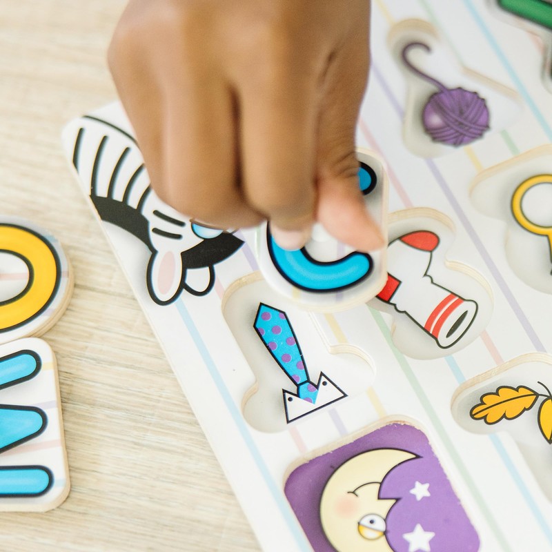 Melissa & Doug Lift & See Alphabet Wooden Peg Puzzle