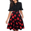 RANPHEE Valentines Day Dress Women Red Heart Print Empire Wasit