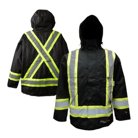 Viking Professional Insulated Journeyman 300D Trilobal Rip-Stop FR Jacket - Waterproof Flame Retardant Hi Vis Jackets for Men, Black - 2X-Large