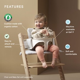 Stokke Tripp Trapp Classic Cushion 2, Nordic Grey - Pair with Tripp Trapp Chair or High Chair for Support & Comfort - Machine Washable