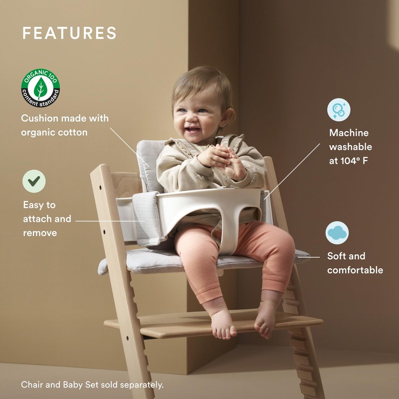 Stokke Tripp Trapp Classic Cushion 2, Nordic Grey - Pair