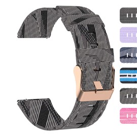 Turnwin intended for PUTARE Smart Watch Bands Straps, Quick Release Stripe Lightweight Fabric Woven Replacement Strap Bracelet Wristband Band intended for PUTARE Watch (Black/White)