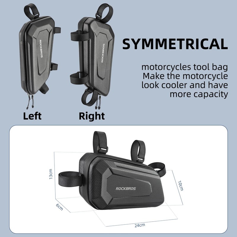 ROCKBROS Triangle Side Bag - EVA Hard Shell Motorcycle Storage