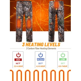 NEW VIEW Men's Camo Heated Pants with 10000mAh Battery Pack, Fleece Lined Insulated Hunting Pants for Cold Winter Outdoors
