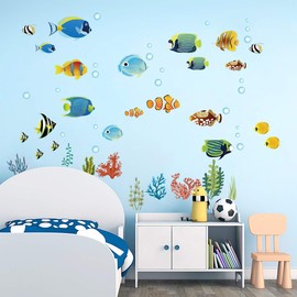 decalmile Tropical Fish Wall Decals Under The Sea Wall Stickers Baby Nursery Kids Bedroom Bathroom Wall Decor