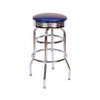 Richardson Seating Retro Chrome Swivel Metal bar Stool, Blue, 30"