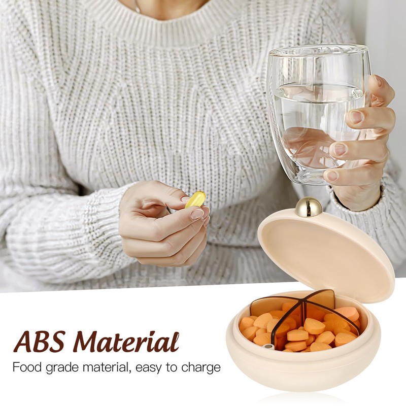 ULTECHNOVO Daily Pill Organizer, Portable Pill Box Organizer, 4 Compartments
